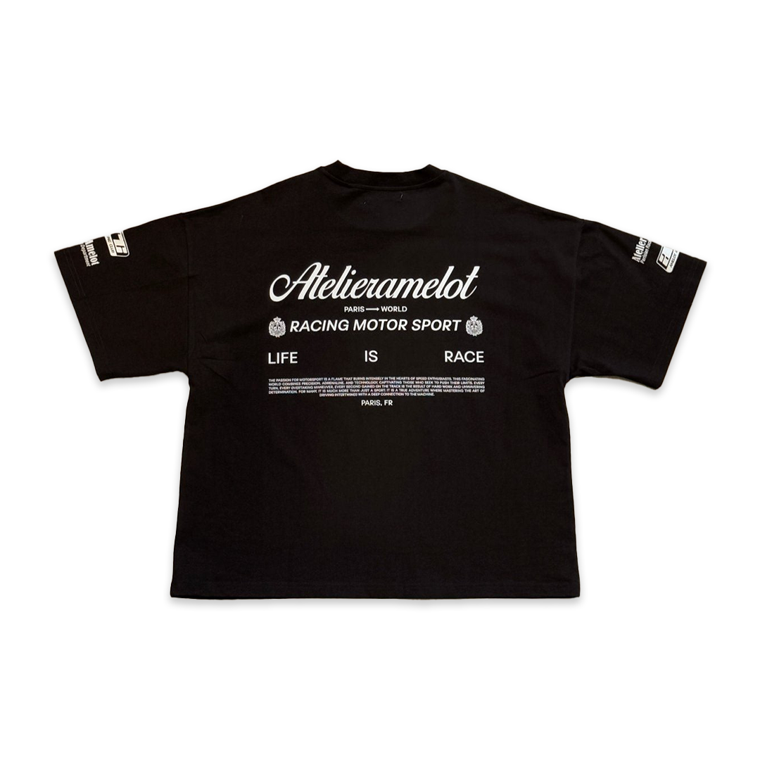 Atelier Amelot - T-shirt Luxe Black Racing - Coupe Boxy