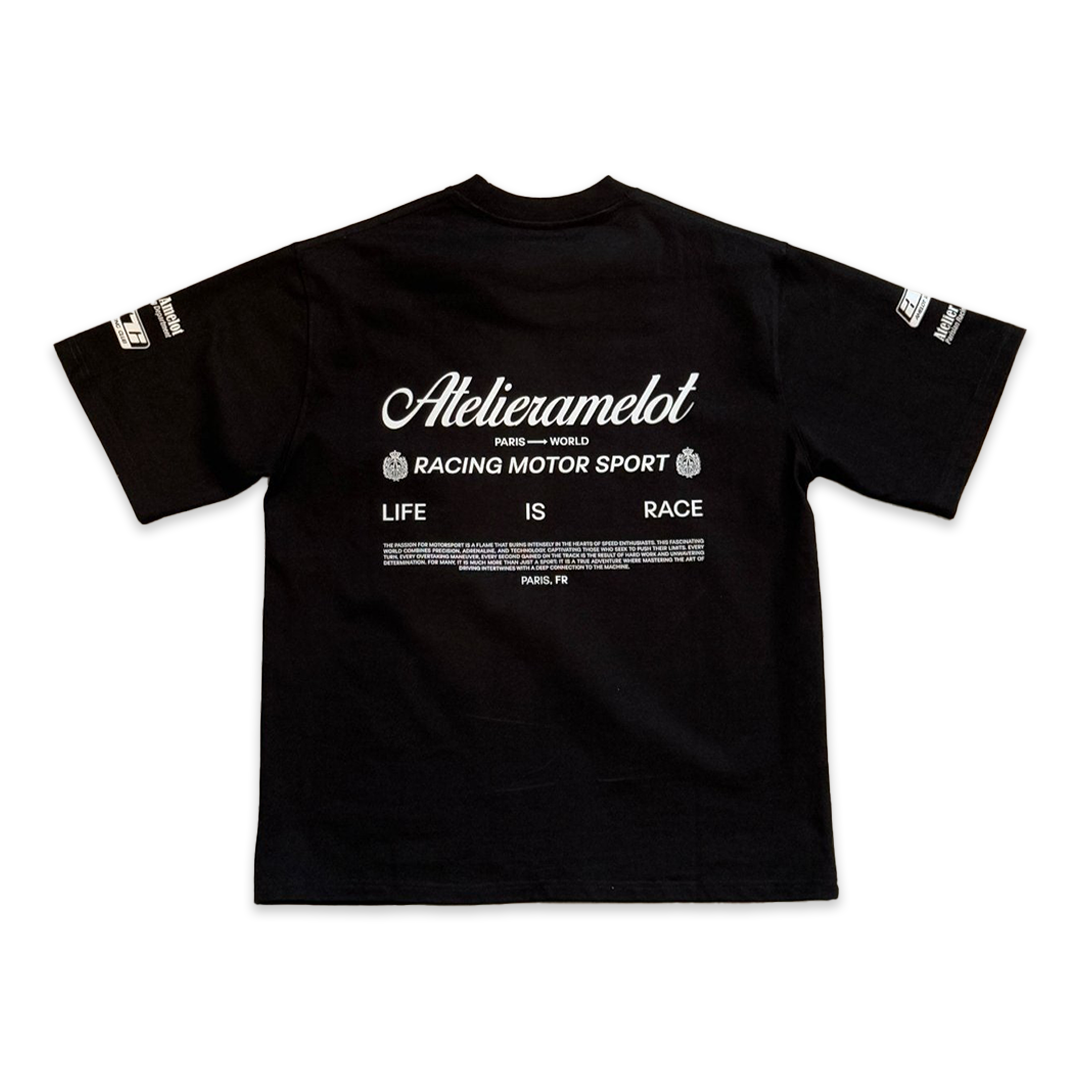 Atelier Amelot - T-shirt Ultra Luxe Black Racing - Coupe Oversize