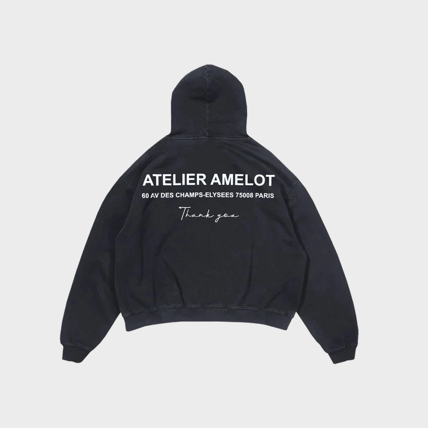 Atelier Amelot - Hoodie Luxe Vintage Black Thank you Champs-Elysées - Coupe Oversize