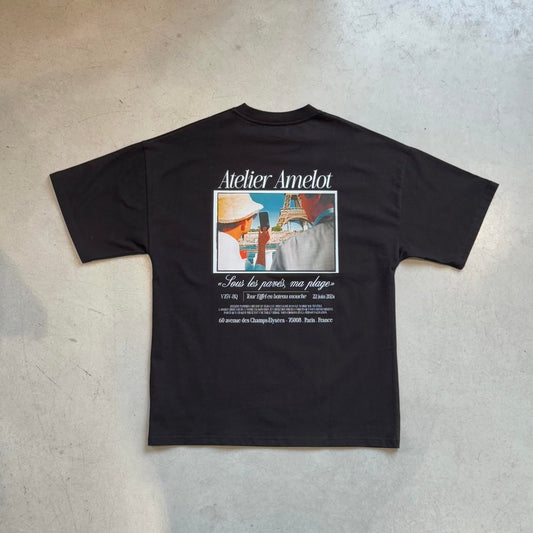 Atelier Amelot - T-shirt Luxe Black Tour EIffel - Coupe Oversize